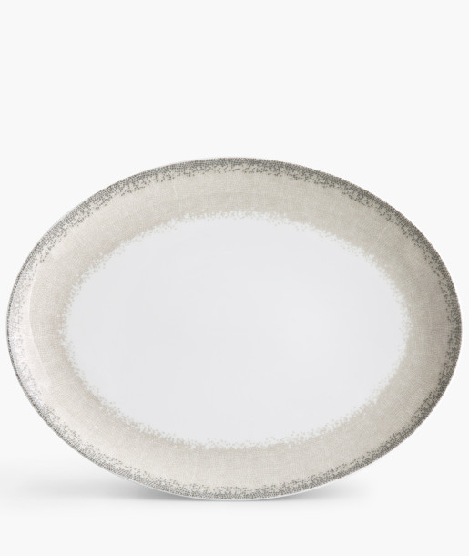 Apeiron Μπεζ Πιατέλα Οβάλ 36cm