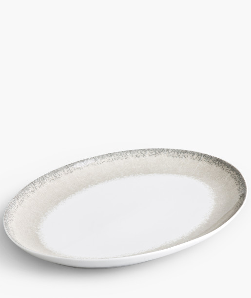 Apeiron Μπεζ Πιατέλα Οβάλ 36cm